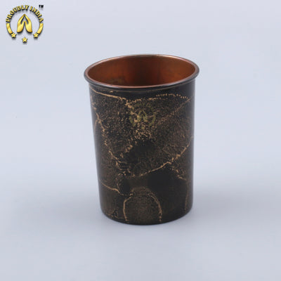 Copper Black Enamelled Bottle With 2 Glasses