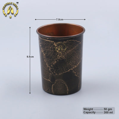 Copper Black Enamelled Bottle With 2 Glasses