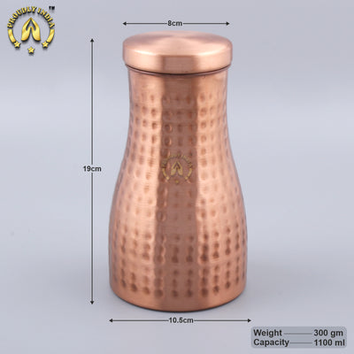 Copper Water Bottle 1100 ml With 2 Copper Glasses