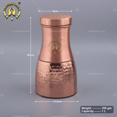 Hammered Copper Water Bottle With 2 Glass