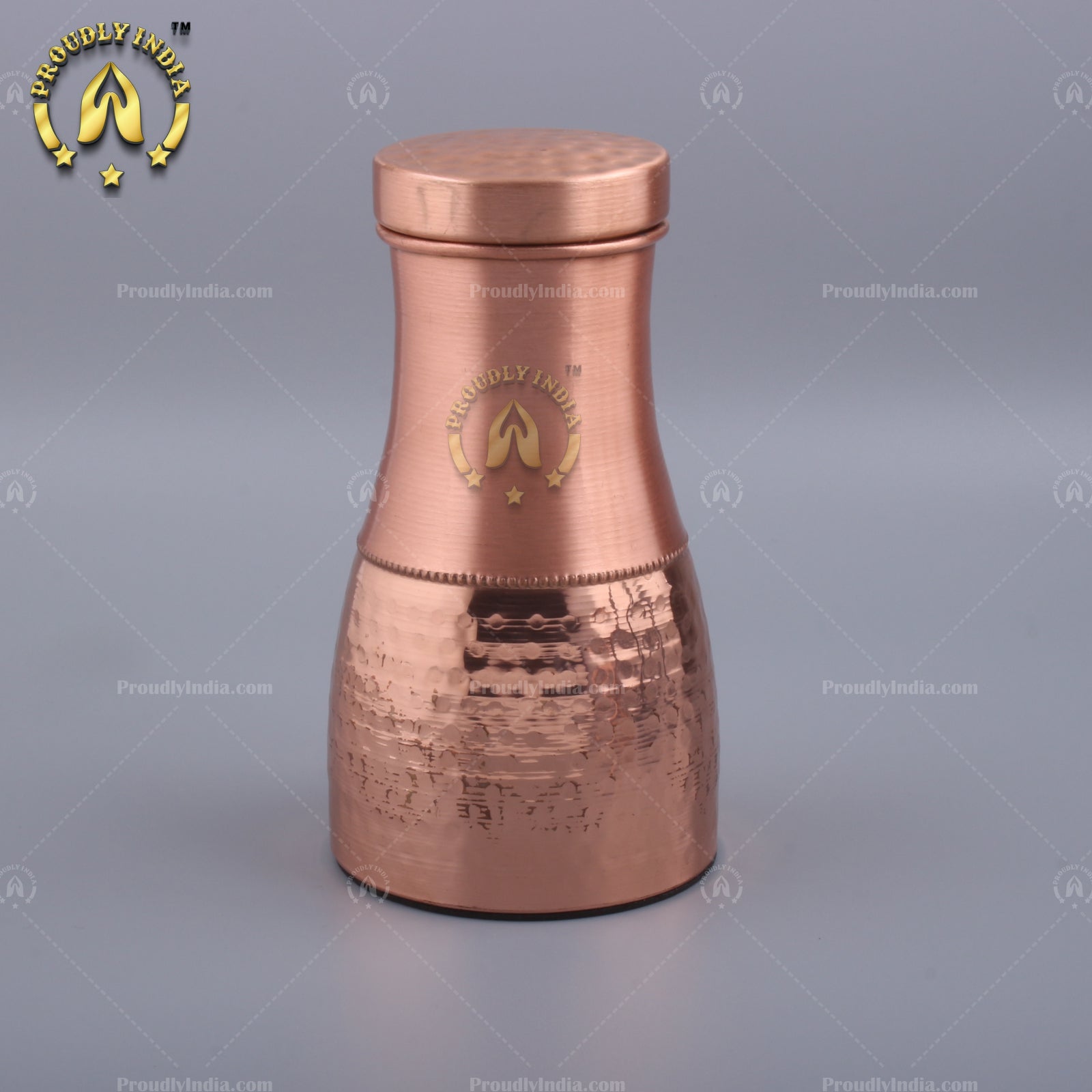 Hammered Copper Water Bottle With 2 Glass