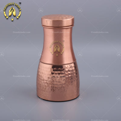 Hammered Copper Water Bottle With 2 Glass