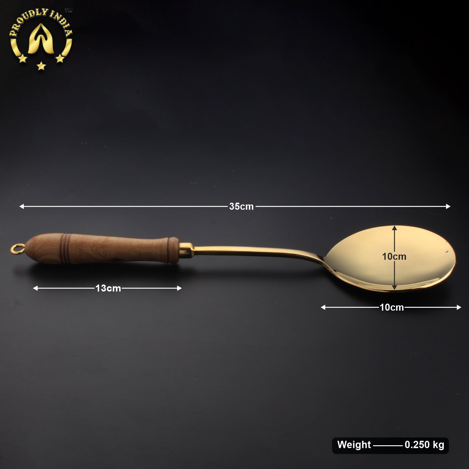 Set of 5 Brass Ladle with Wooden Handle