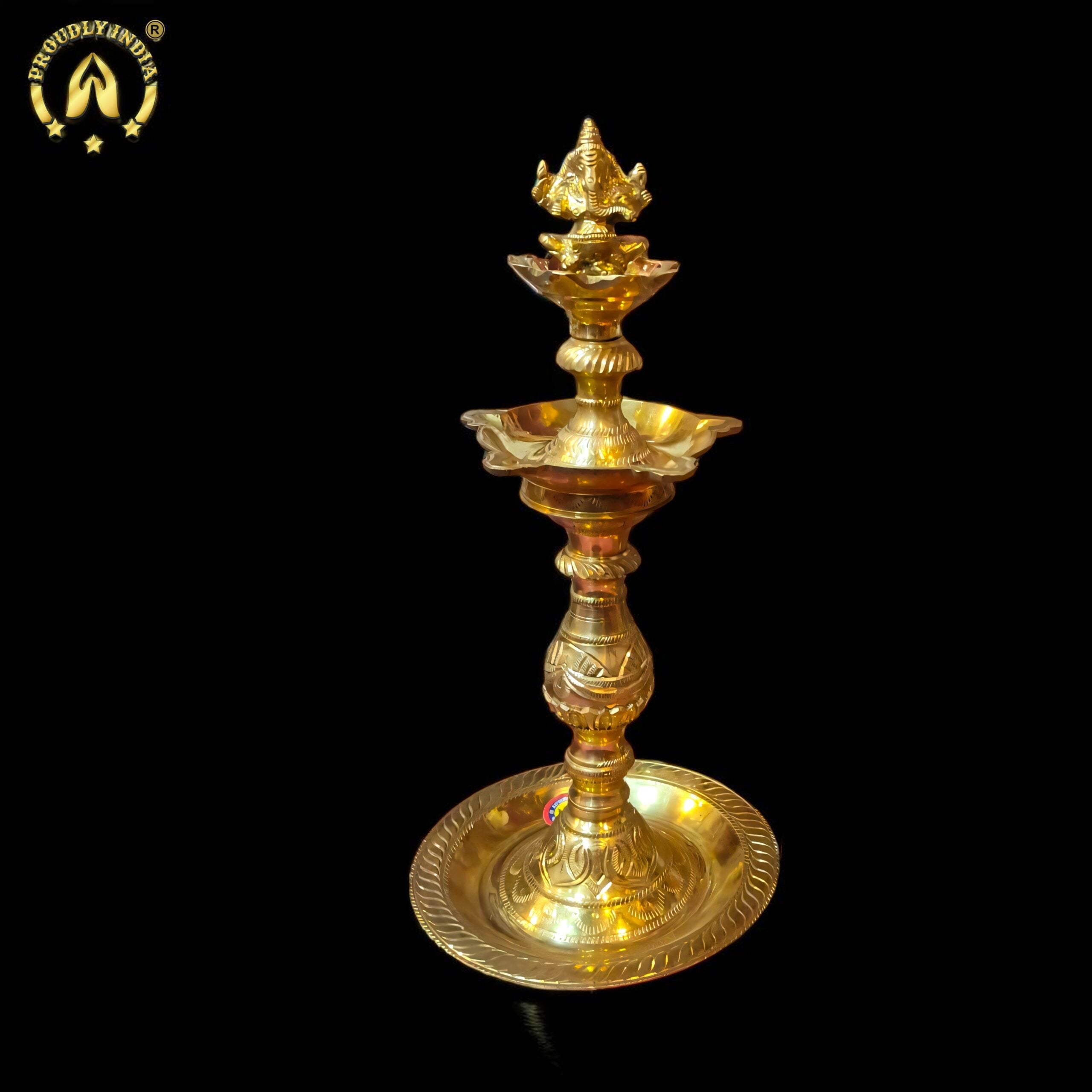 Brass Ganesh 5-Wick Kuthu Vilakku