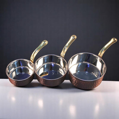 Set Of 3 Heavy Copper Hammered Pan