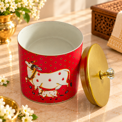 4" Red Pichwai Canister ( Set of 20 )