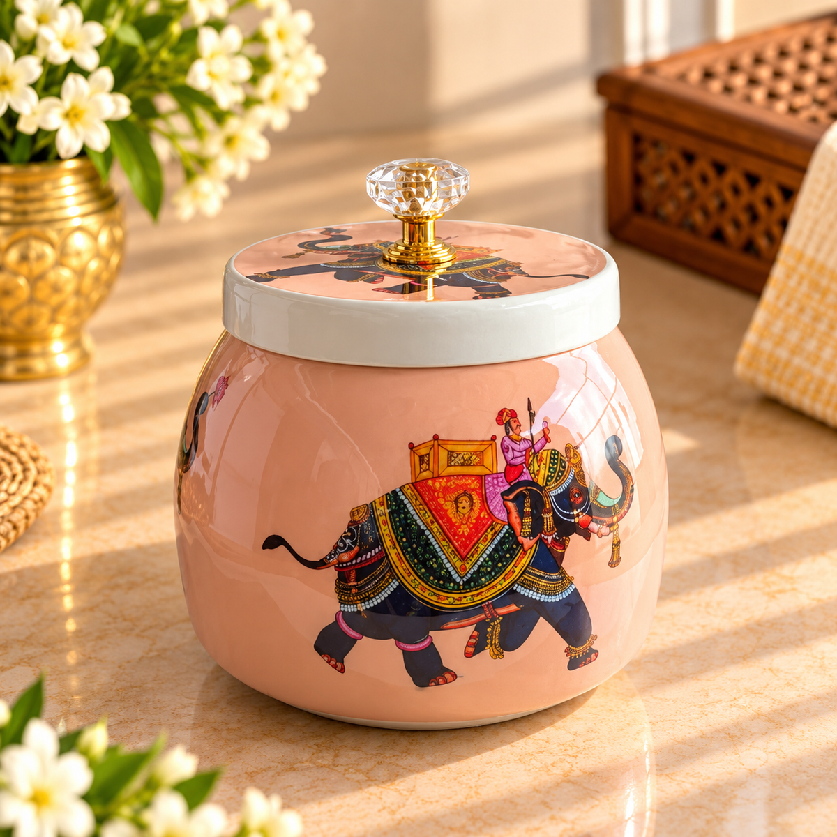 5" White Pichwai Jar ( Set of 20 )