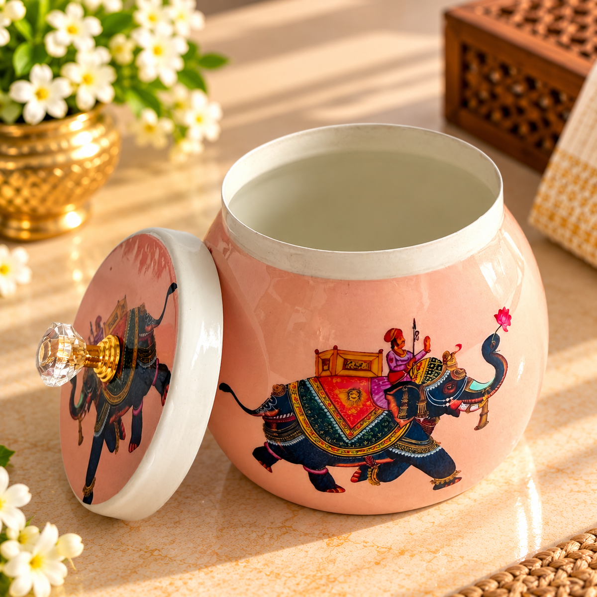 5" White Pichwai Jar ( Set of 20 )