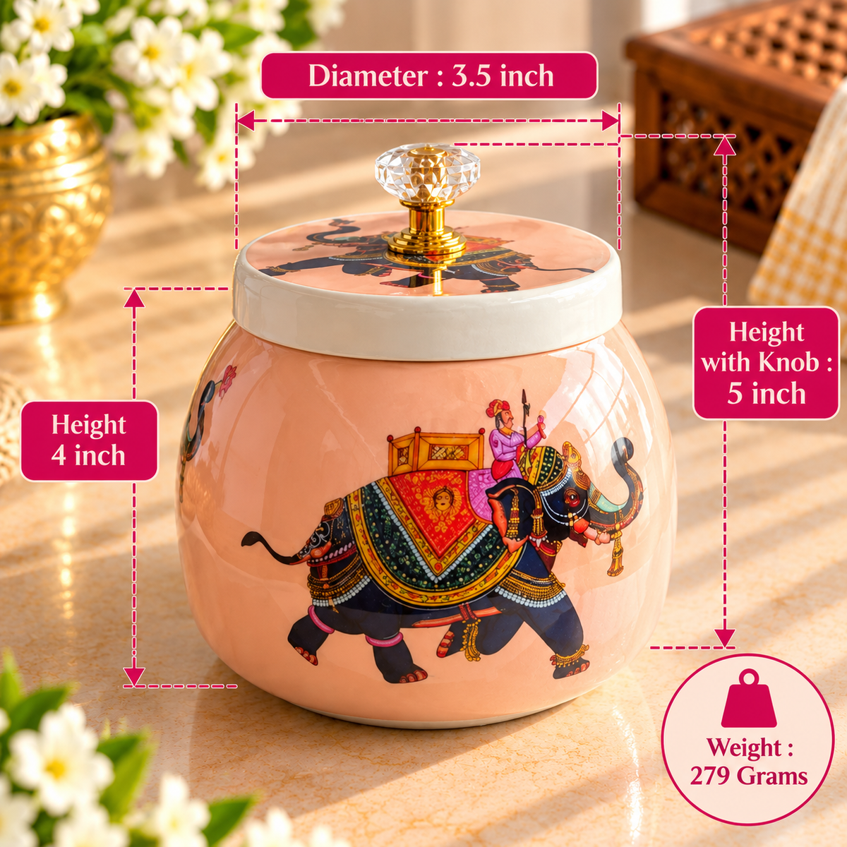 5" White Pichwai Jar ( Set of 20 )