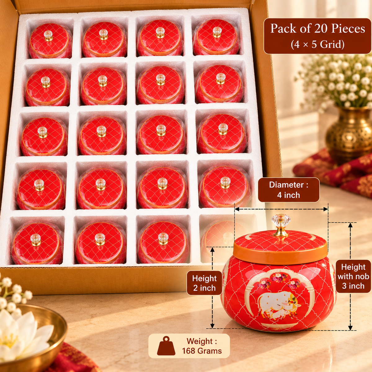 4"  Pichwai Box ( Set of 20 )