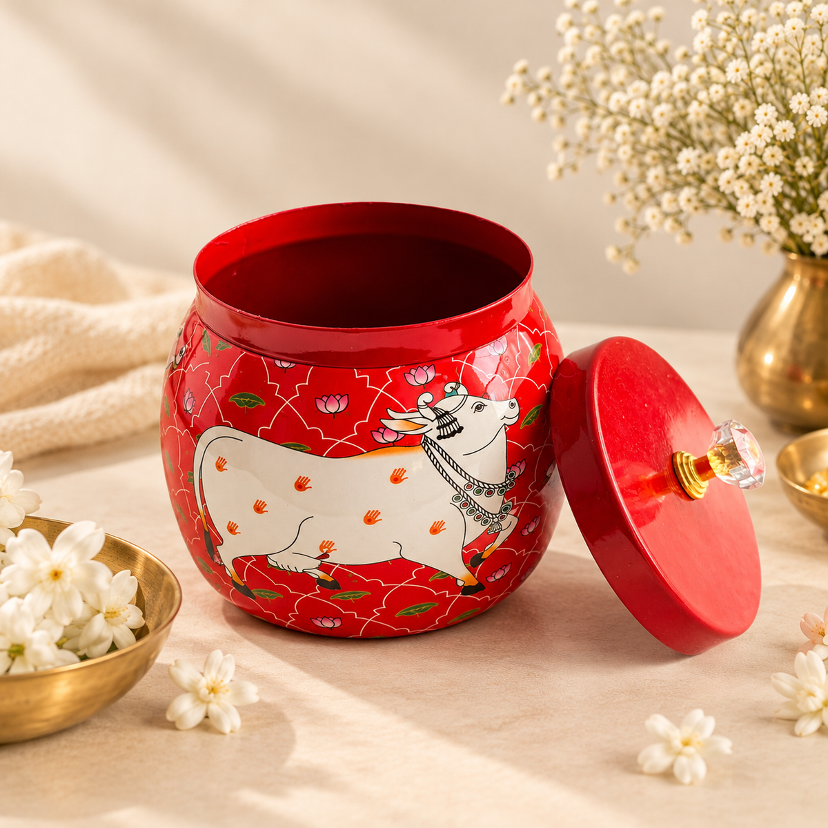5" Red Pichwai Jar ( Set of 20 )