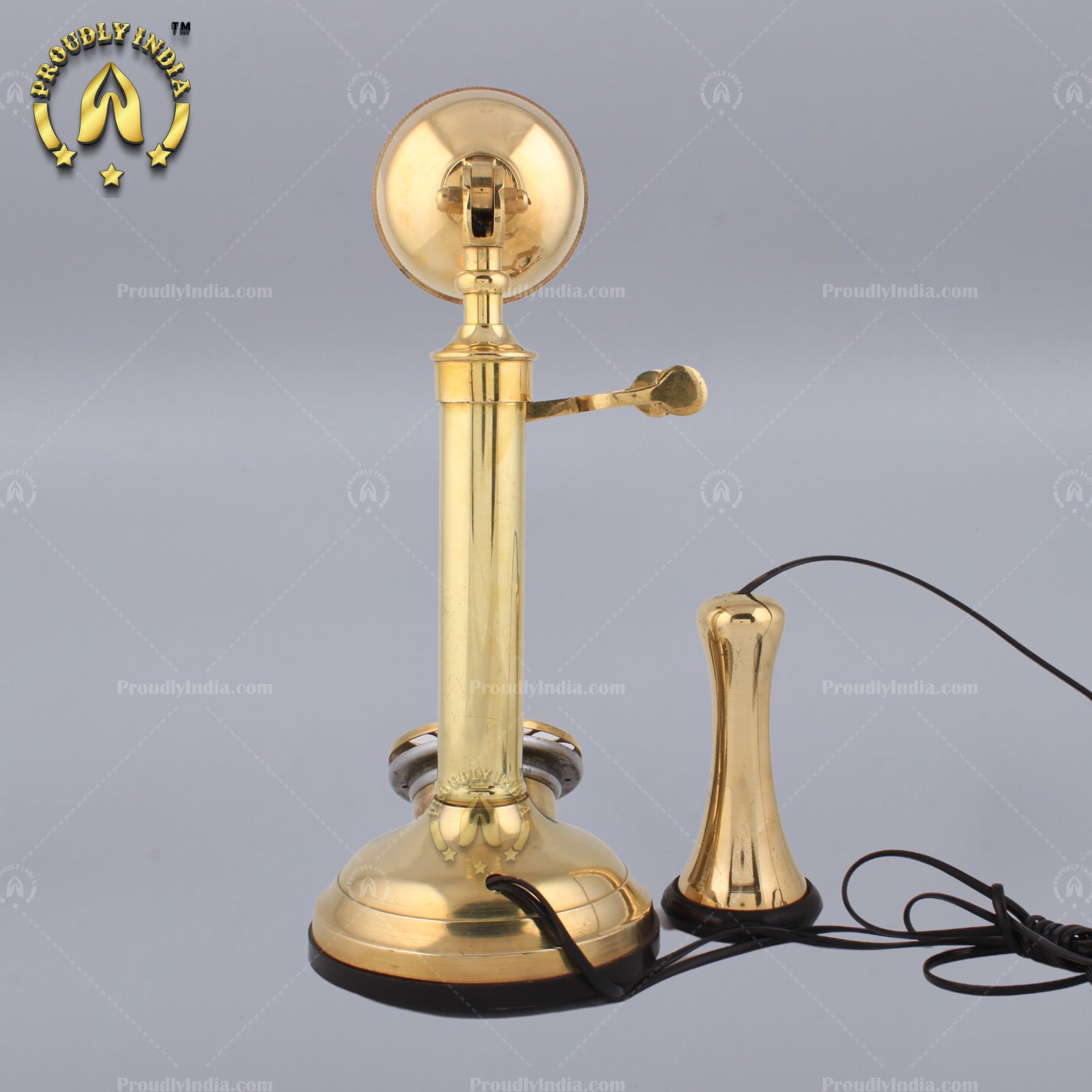 Gold Metal Brass Pot Candle Stick Retro Telephone