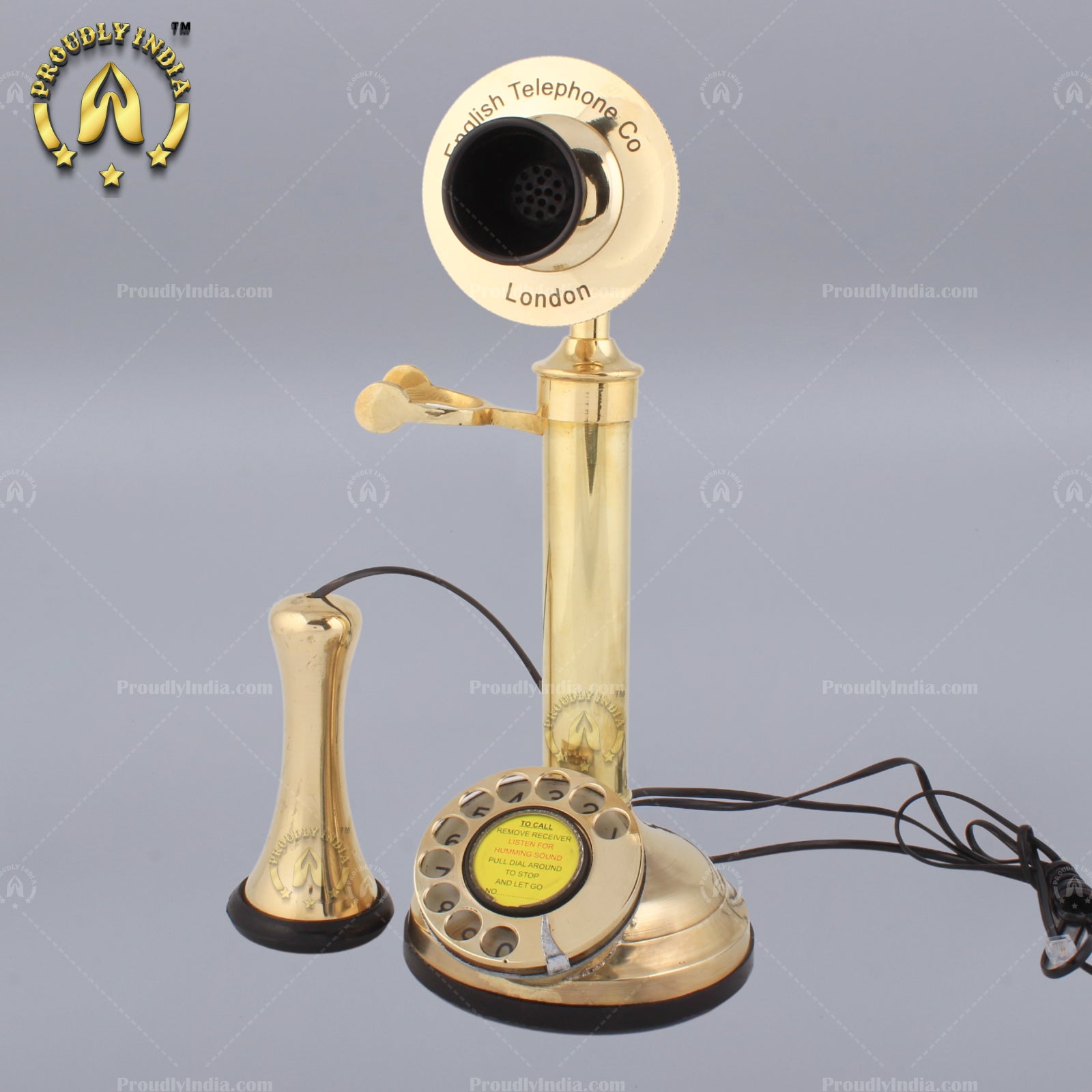 Gold Metal Brass Pot Candle Stick Retro Telephone