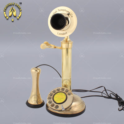Gold Metal Brass Pot Candle Stick Retro Telephone