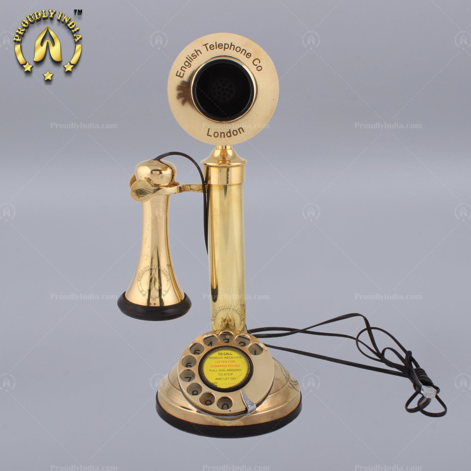 Gold Metal Brass Pot Candle Stick Retro Telephone