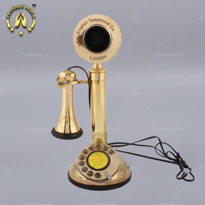 Gold Metal Brass Pot Candle Stick Retro Telephone