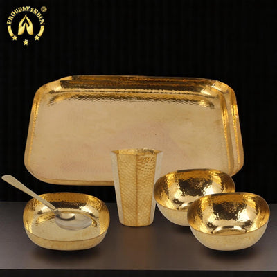 6 Piece Square Brass Dinner Set