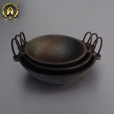 Cast iron Set of 3 Cheenachatti Kadai