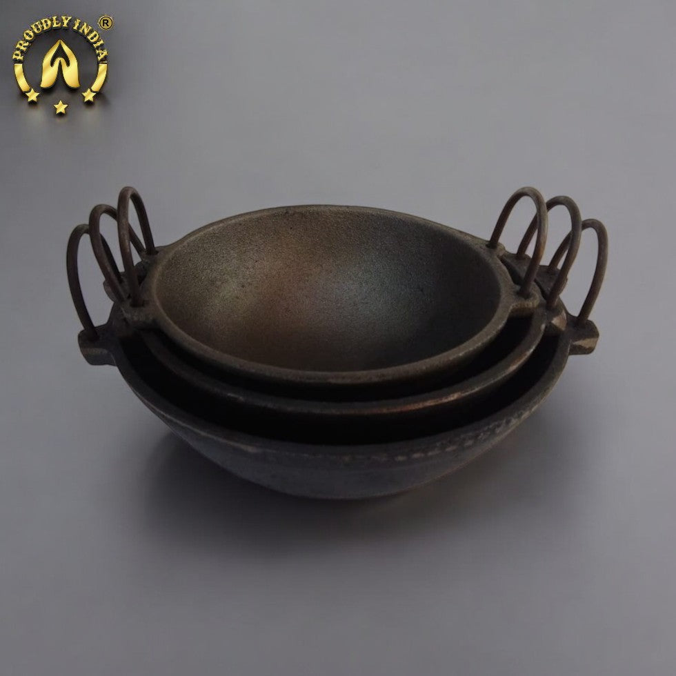 Cast iron Set of 3 Cheenachatti Kadai
