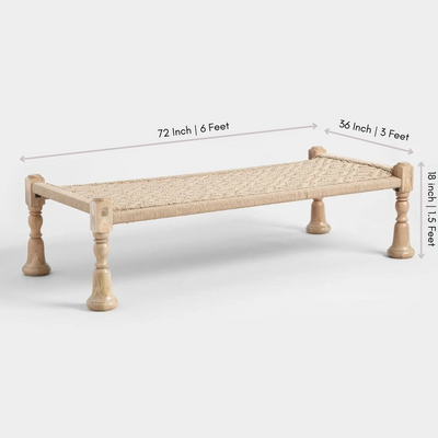 Natural Wood Beige Rope Daybed