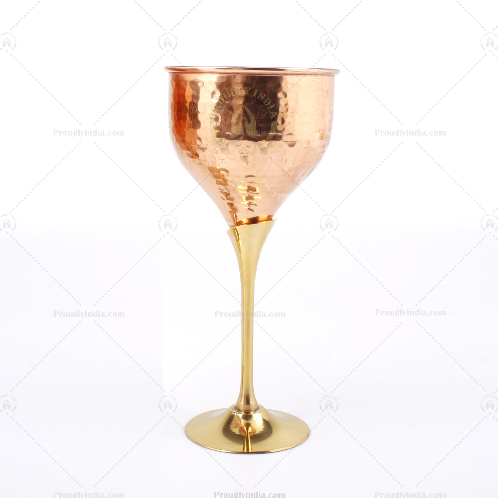Set Of 2 Copper Wine Glass With Brass Stand