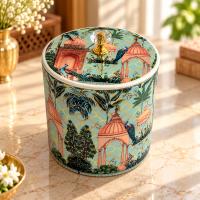 4" Pastal Green Pichwai Canister ( Set of 20 )