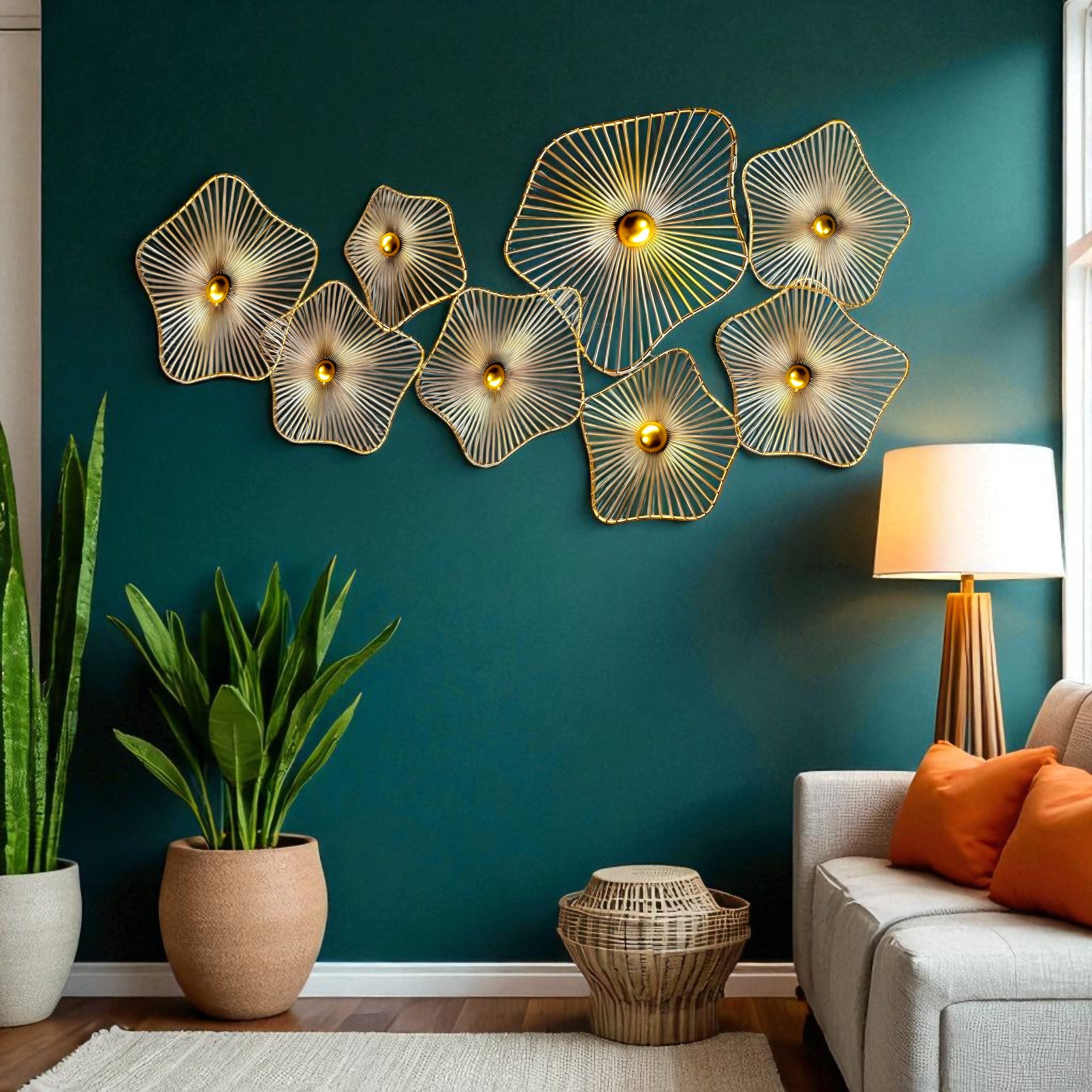 Golden Ripple Bloom Wall Art
