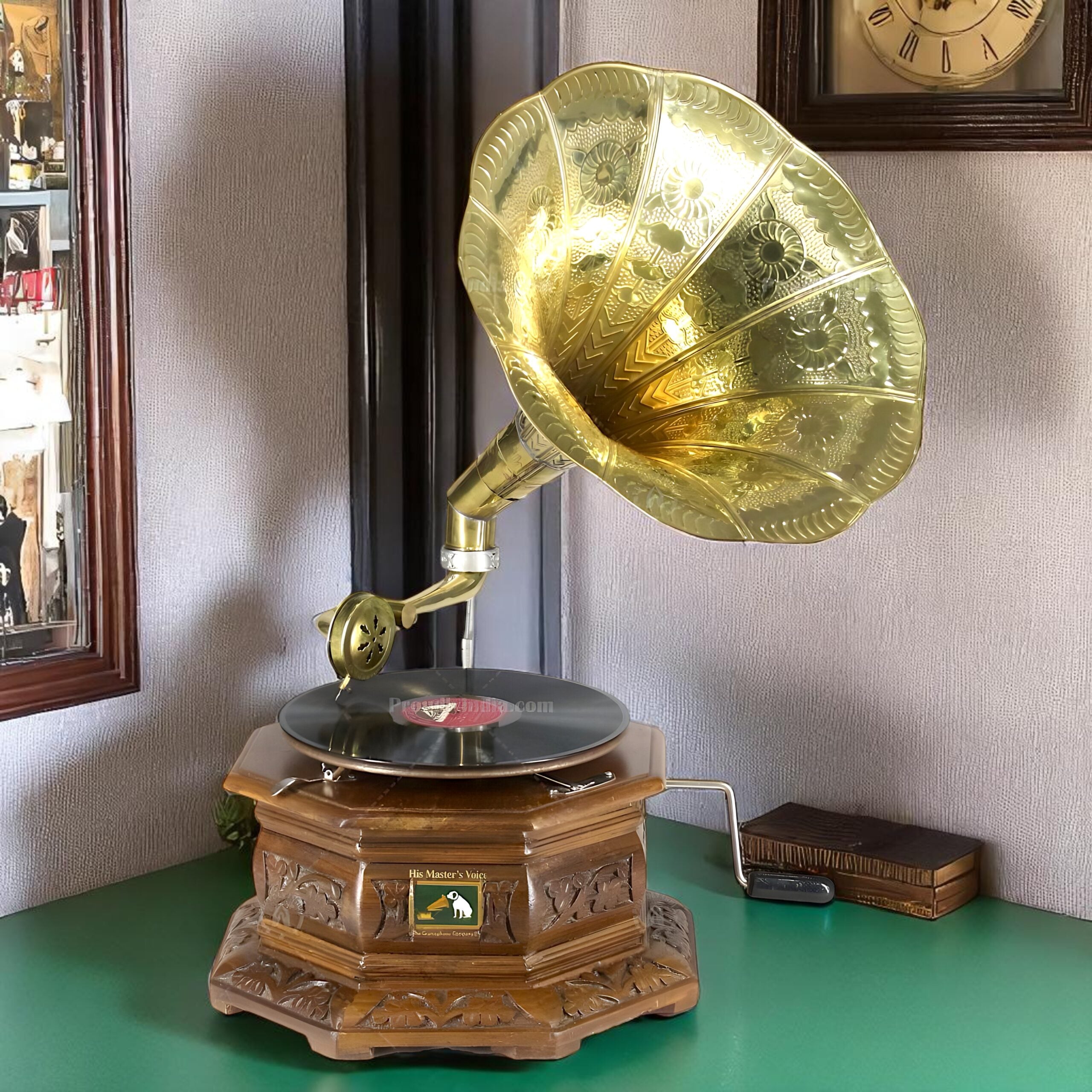 His Master Voice Gramophone Imperial Carved Wood
