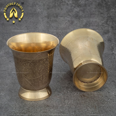 Set of 2 Embossed Heavy Brass Tumbler