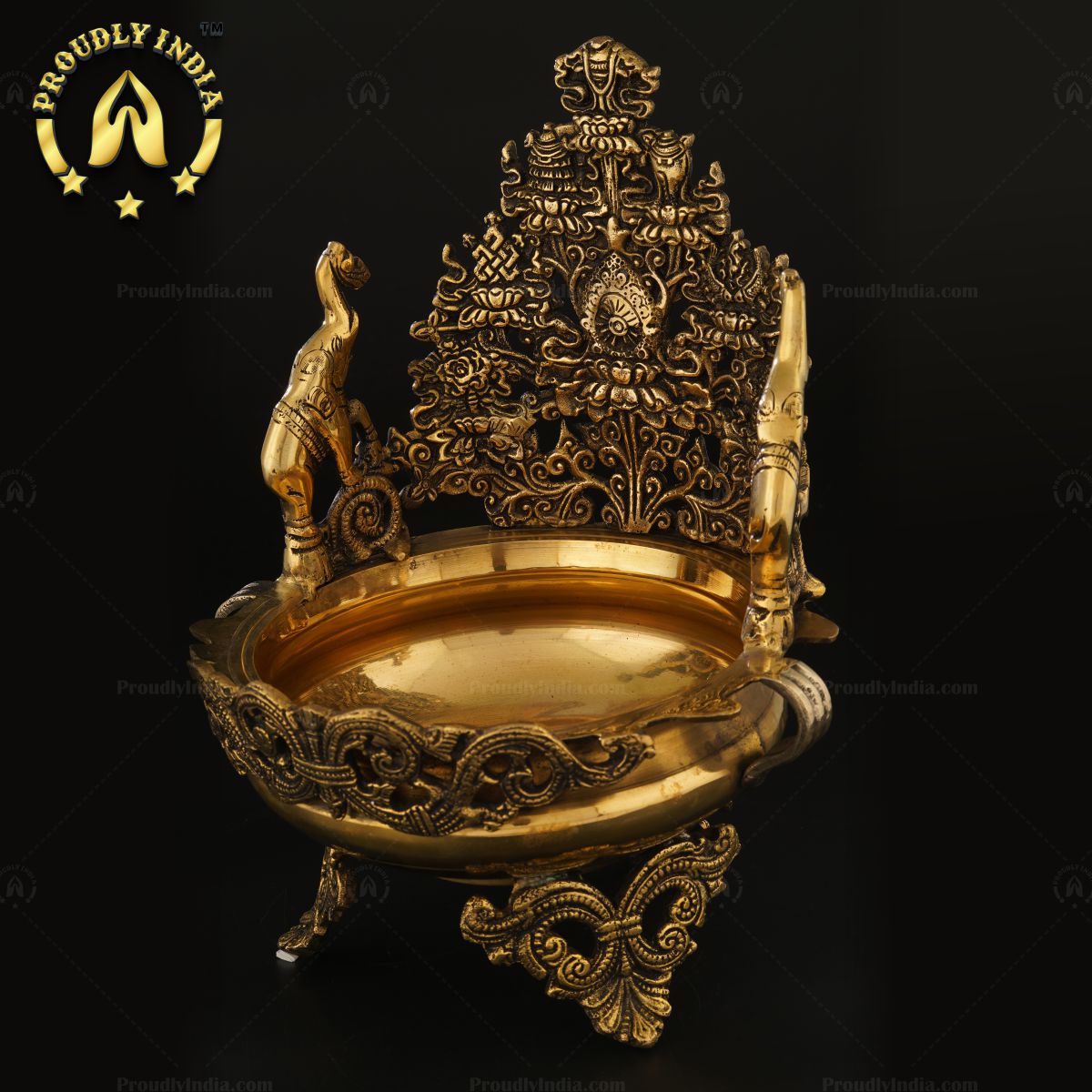 Tibetan Buddhist Ashtamangala Urli In Brass.