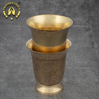 Set of 2 Embossed Heavy Brass Tumbler