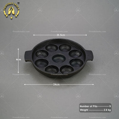 Iron Paniyaram Pan with 9 Pits