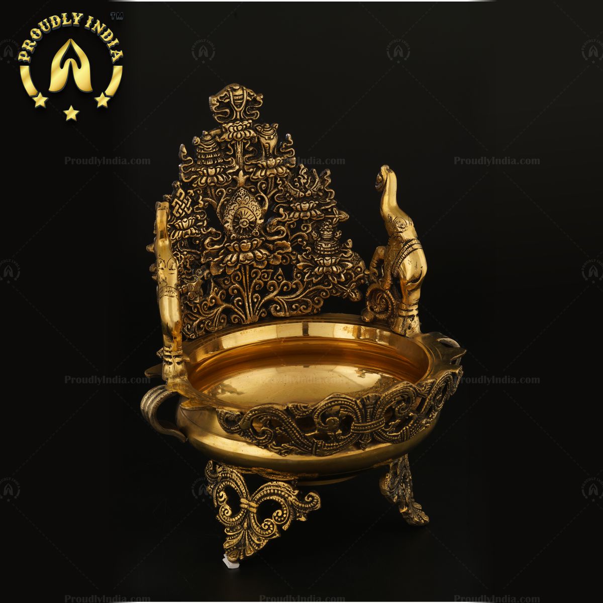 Tibetan Buddhist Ashtamangala Urli In Brass.