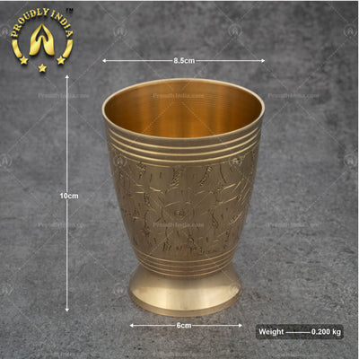 Set Of 2 Brass Engraved Glass