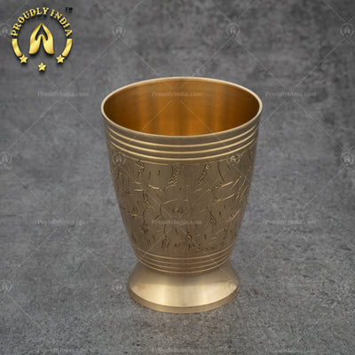 Set Of 2 Brass Engraved Glass