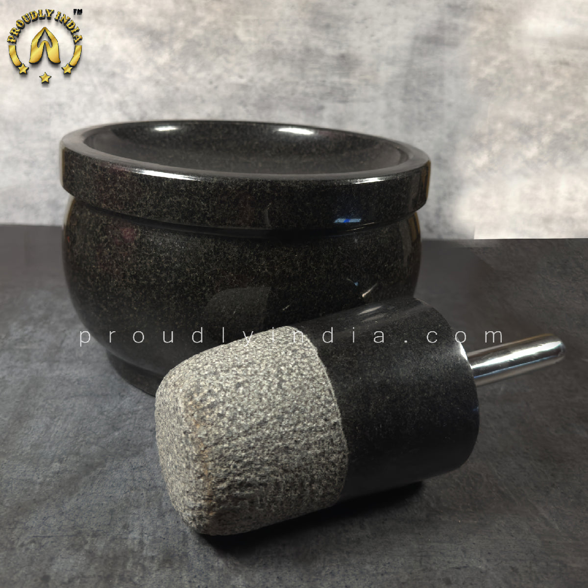 10 Inch Black Granite Aatukal | Manual Hand Grinder | Molcajete