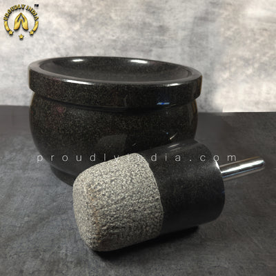 10 Inch Black Granite Aatukal | Manual Hand Grinder | Molcajete