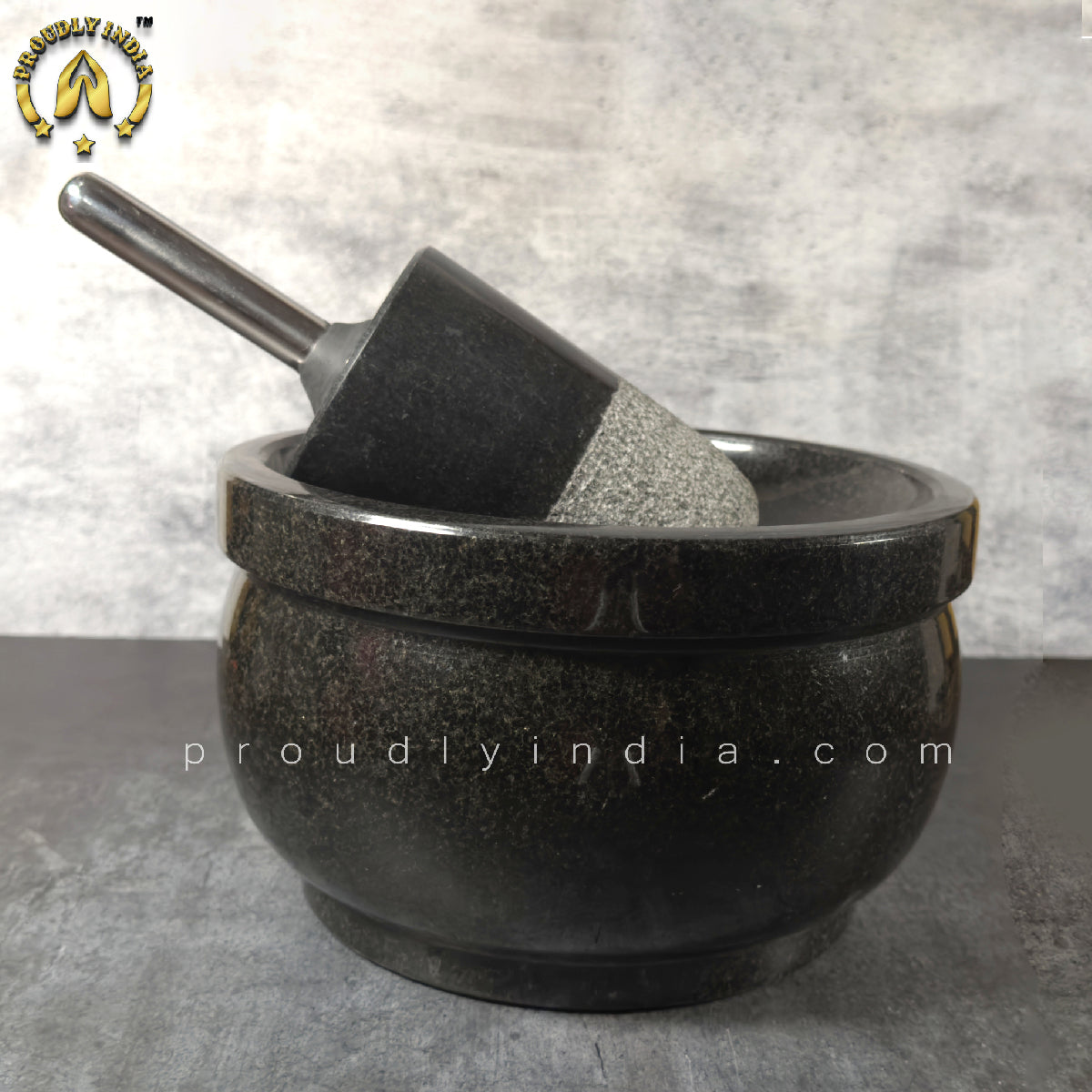 10 Inch Black Granite Aatukal | Manual Hand Grinder | Molcajete