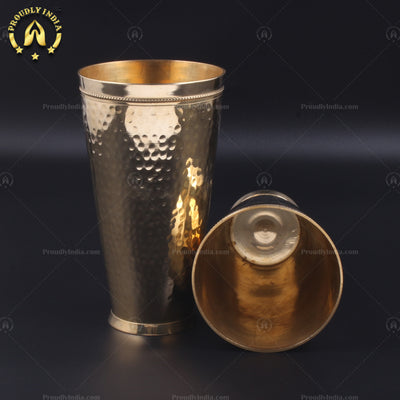Set Of 2 Brass Medium Size Lassi Glass