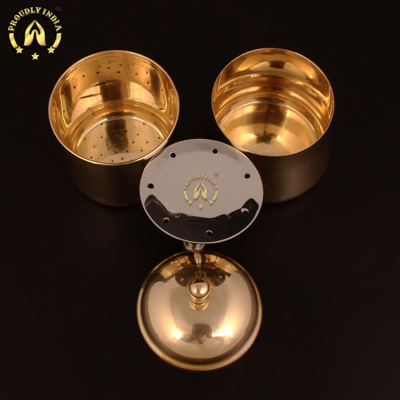 Brass Glossy Coffee Filter with 2 Glossy Dabara