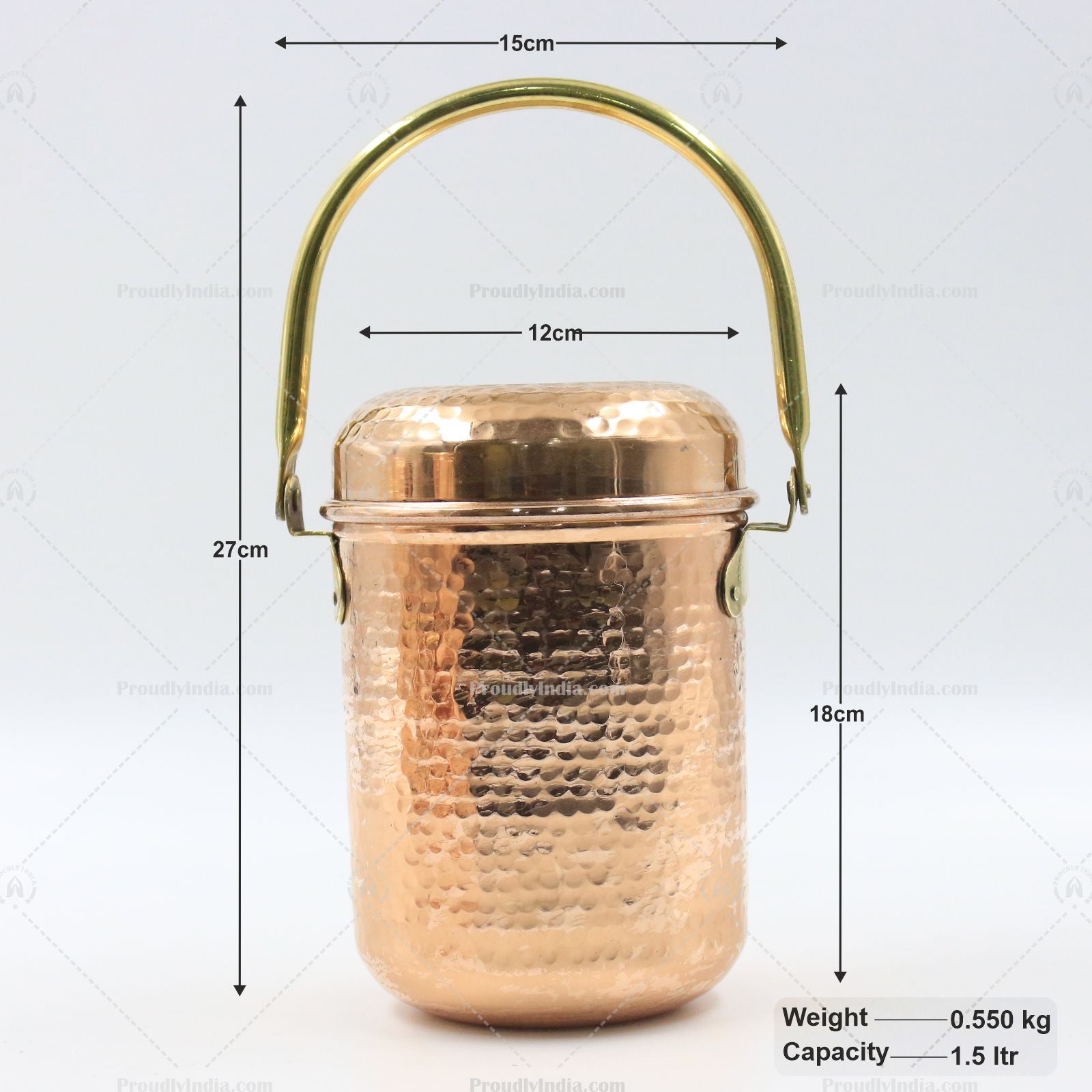 Set Of 3 Copper Storage Container With Brass Handle