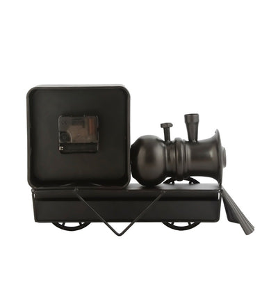 Black Iron Train Engine Model Table Clock