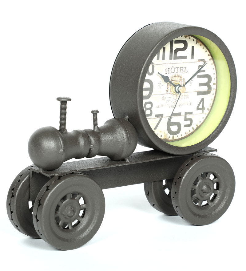 Cannon Rustic Vintage Table Clock In Black Iron