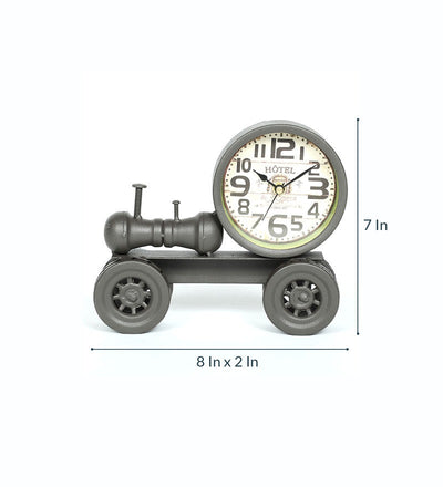 Cannon Rustic Vintage Table Clock In Black Iron