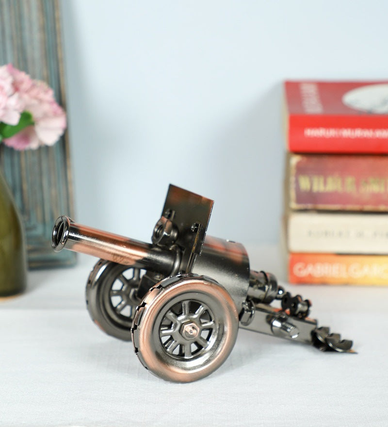 Copper And Black Metal Canon Miniature Showpiece