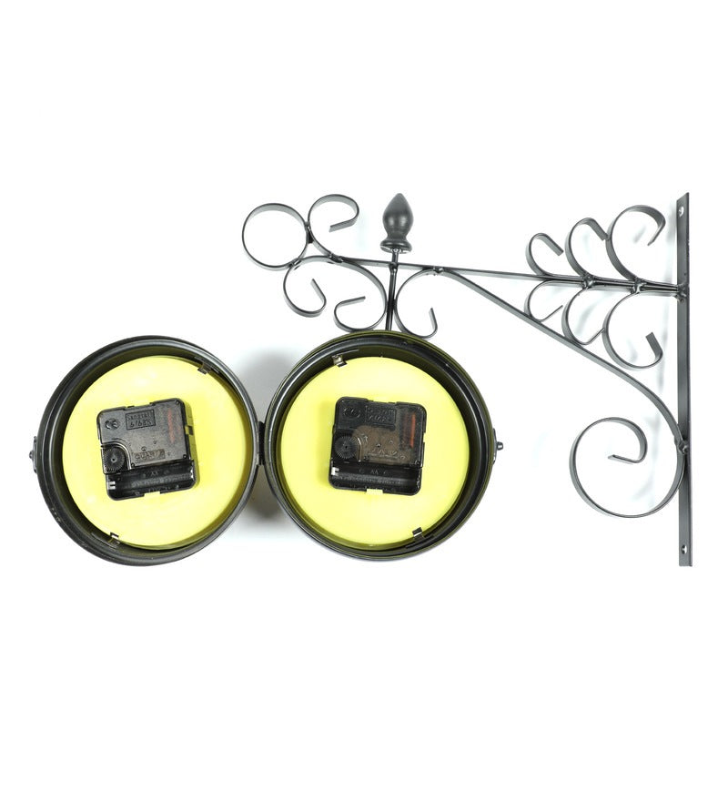 Black Flower Bracket Victorian Double Sided Wall Clock