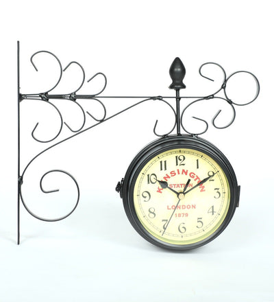 Black Flower Bracket Victorian Double Sided Wall Clock