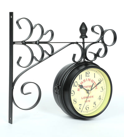 Black Flower Bracket Victorian Double Sided Wall Clock