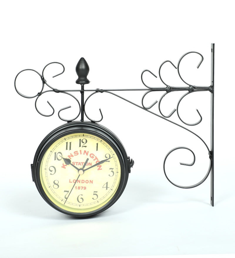 Black Flower Bracket Victorian Double Sided Wall Clock