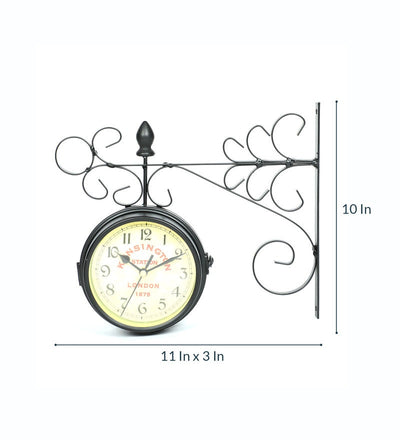 Black Flower Bracket Victorian Double Sided Wall Clock